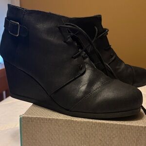 Maurices Black Lace-Up Wedge Booties